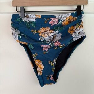 Cupshe Blue and Orange High-Waisted Bikini Bottom New